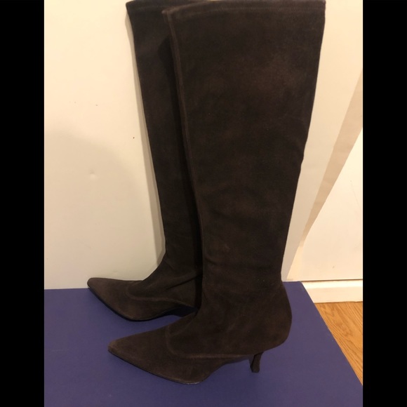 STUART WEITZMAN Suede Knee High Stiletto Stretch - Picture 1 of 5